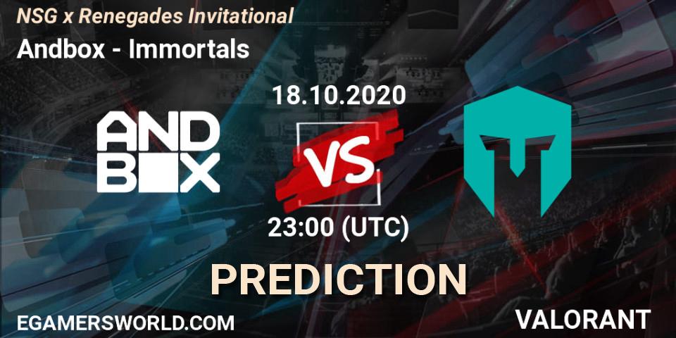 Andbox - Immortals: прогноз. 18.10.2020 at 23:00, VALORANT, NSG x Renegades Invitational