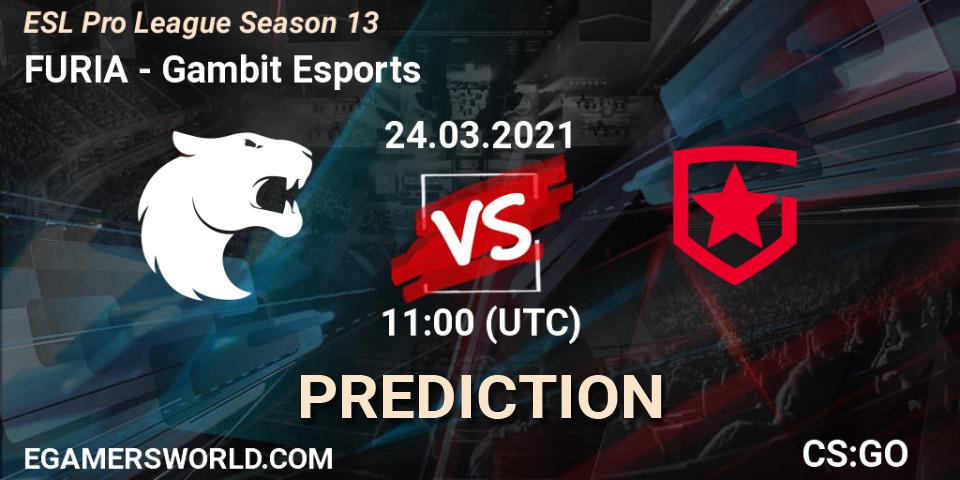 FURIA - Gambit Esports: прогноз. 24.03.2021 at 18:00, Counter-Strike (CS2), ESL Pro League Season 13