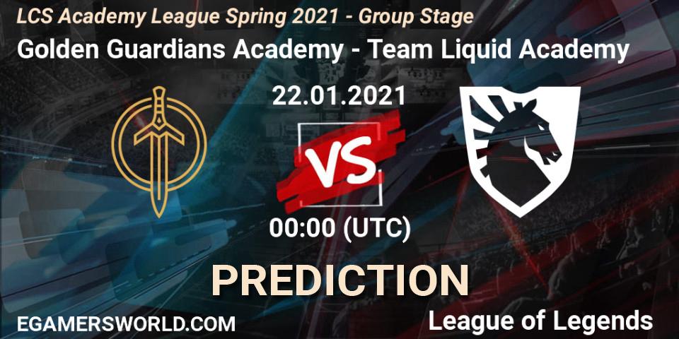 Golden Guardians Academy - Team Liquid Academy: прогноз. 22.01.2021 at 00:00, LoL, LCS Academy League Spring 2021 - Group Stage