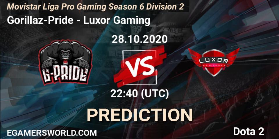 Gorillaz-Pride - Luxor Gaming: прогноз. 28.10.20, Dota 2, Movistar Liga Pro Gaming Season 6 Division 2
