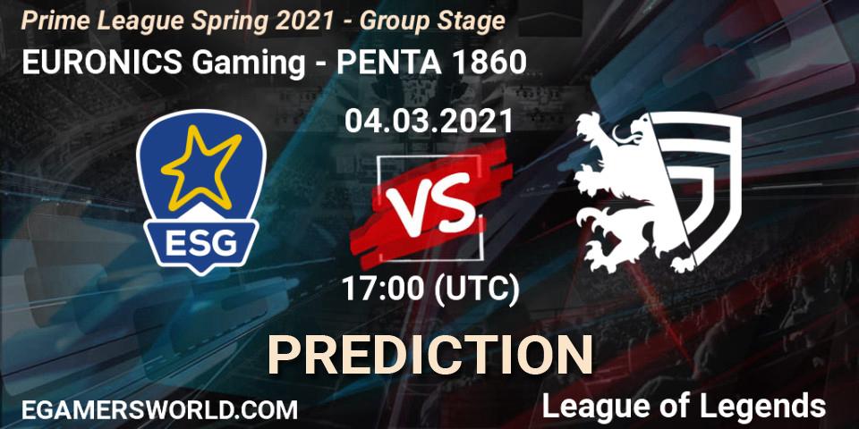EURONICS Gaming - PENTA 1860: прогноз. 04.03.2021 at 21:45, LoL, Prime League Spring 2021 - Group Stage
