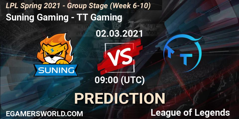 Suning Gaming - TT Gaming: прогноз. 02.03.21, LoL, LPL Spring 2021 - Group Stage (Week 6-10)