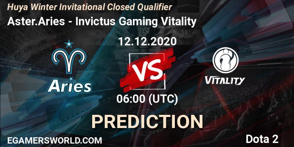 Aster.Aries - Invictus Gaming Vitality: прогноз. 12.12.2020 at 10:20, Dota 2, Huya Winter Invitational Closed Qualifier