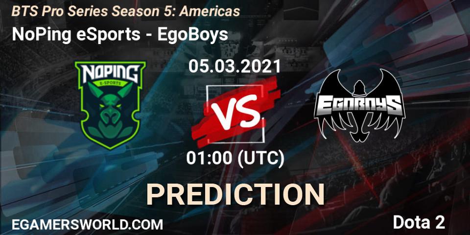 NoPing eSports - EgoBoys: прогноз. 05.03.21, Dota 2, BTS Pro Series Season 5: Americas