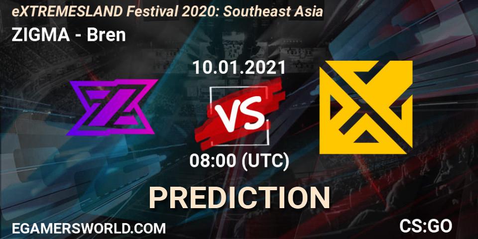 ZIGMA - Bren: прогноз. 10.01.2021 at 08:40, Counter-Strike (CS2), eXTREMESLAND Festival 2020: Southeast Asia