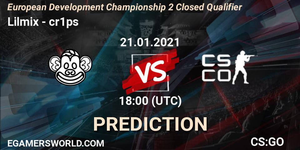Lilmix - cR1Ps: прогноз. 21.01.2021 at 17:45, Counter-Strike (CS2), European Development Championship Season 2: Closed Qualifier