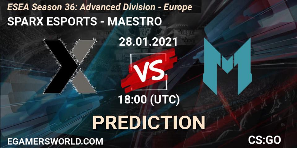SPARX ESPORTS - MAESTRO: прогноз. 28.01.2021 at 18:00, Counter-Strike (CS2), ESEA Season 36: Europe - Advanced Division