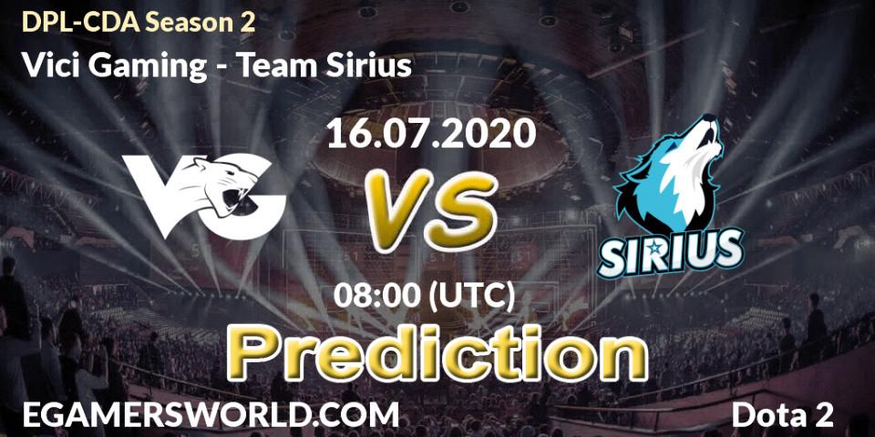 Vici Gaming - Team Sirius: прогноз. 16.07.2020 at 08:00, Dota 2, DPL-CDA Professional League Season 2