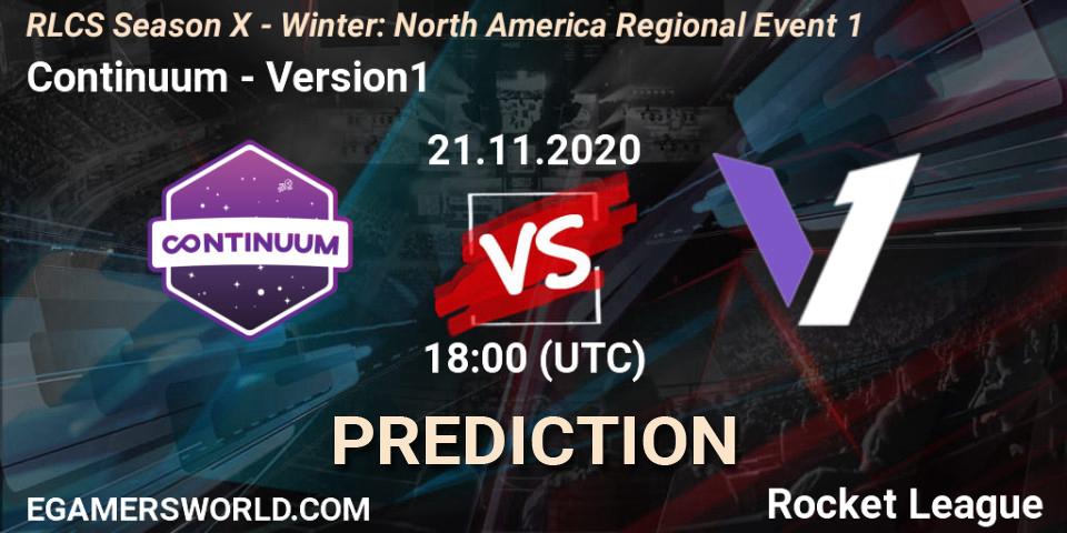 Continuum - Version1: прогноз. 21.11.2020 at 18:00, Rocket League, RLCS Season X - Winter: North America Regional Event 1