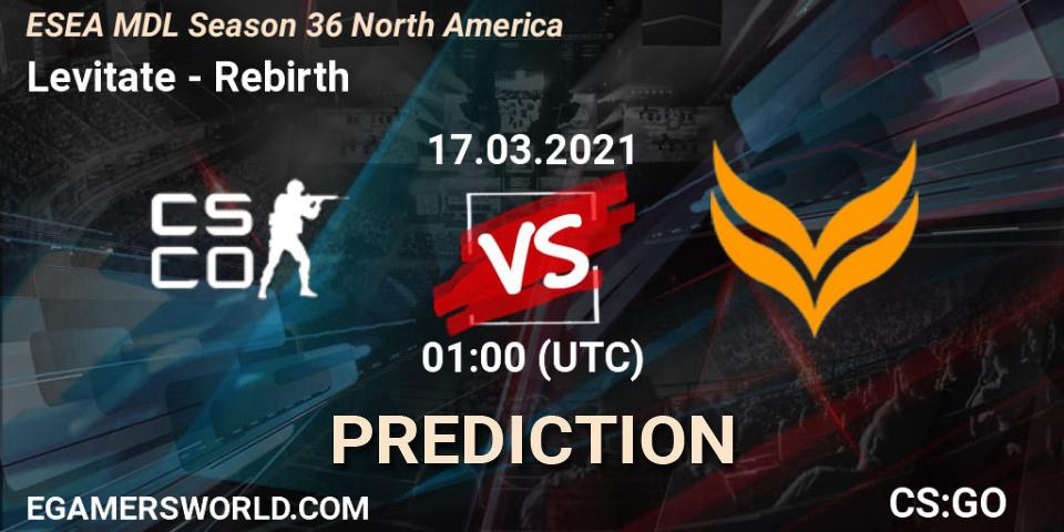 Levitate - Rebirth: прогноз. 17.03.2021 at 01:00, Counter-Strike (CS2), MDL ESEA Season 36: North America - Premier Division