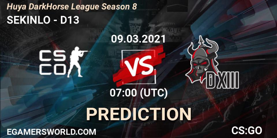 SEKINLO - D13: прогноз. 09.03.2021 at 07:00, Counter-Strike (CS2), Huya DarkHorse League Season 8