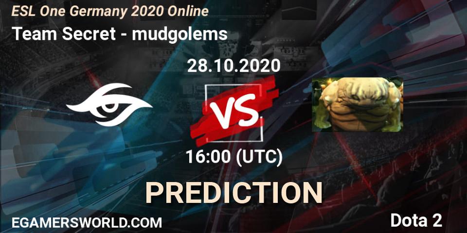 Team Secret - mudgolems: прогноз. 28.10.2020 at 16:00, Dota 2, ESL One Germany 2020 Online