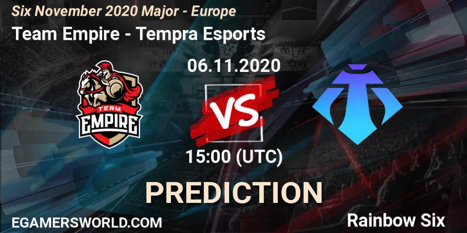 Team Empire - Tempra Esports: прогноз. 06.11.20, Rainbow Six, Six November 2020 Major - Europe