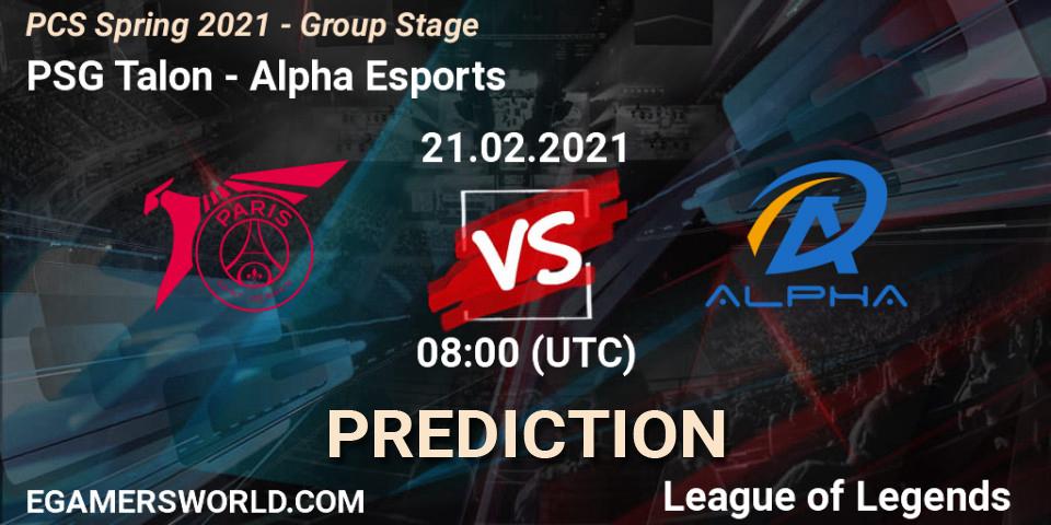 PSG Talon - Alpha Esports: прогноз. 21.02.2021 at 08:00, LoL, PCS Spring 2021 - Group Stage