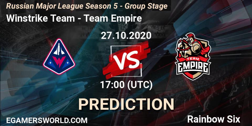 Winstrike Team - Team Empire: прогноз. 27.10.2020 at 17:00, Rainbow Six, Russian Major League Season 5 - Group Stage
