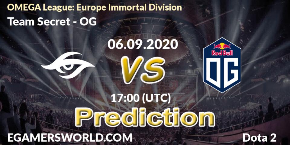 Team Secret - OG: прогноз. 06.09.2020 at 17:00, Dota 2, OMEGA League: Europe Immortal Division