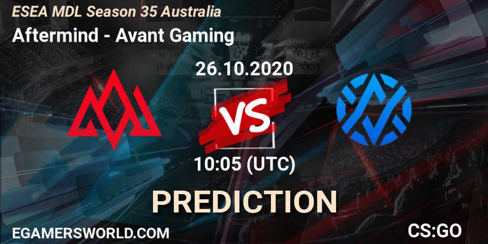 Aftermind - Avant Gaming: прогноз. 26.10.2020 at 10:05, Counter-Strike (CS2), ESEA MDL Season 35 Australia