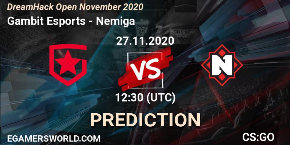 Gambit Esports - Nemiga: прогноз. 27.11.2020 at 12:10, Counter-Strike (CS2), DreamHack Open November 2020