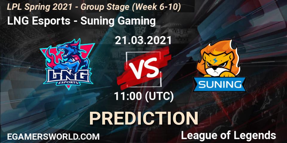 LNG Esports - Suning Gaming: прогноз. 21.03.2021 at 11:00, LoL, LPL Spring 2021 - Group Stage (Week 6-10)