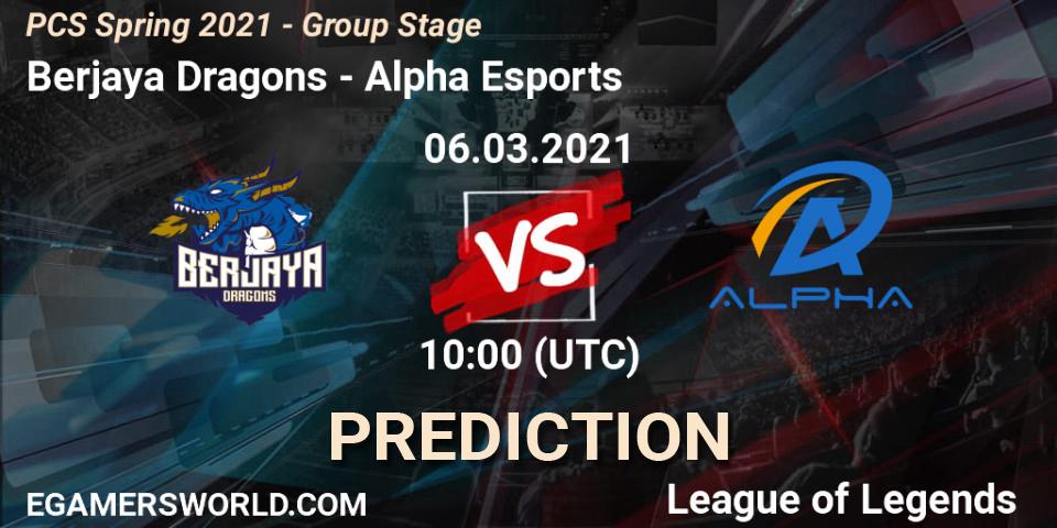 Berjaya Dragons - Alpha Esports: прогноз. 06.03.2021 at 10:00, LoL, PCS Spring 2021 - Group Stage