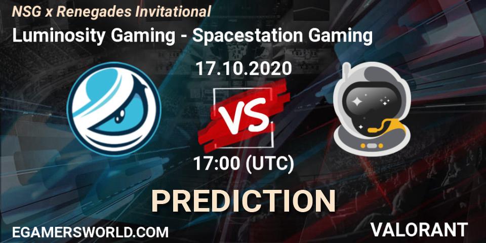 Luminosity Gaming - Spacestation Gaming: прогноз. 17.10.2020 at 17:00, VALORANT, NSG x Renegades Invitational
