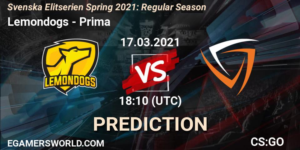 Lemondogs - Prima: прогноз. 17.03.2021 at 18:10, Counter-Strike (CS2), Svenska Elitserien Spring 2021: Regular Season