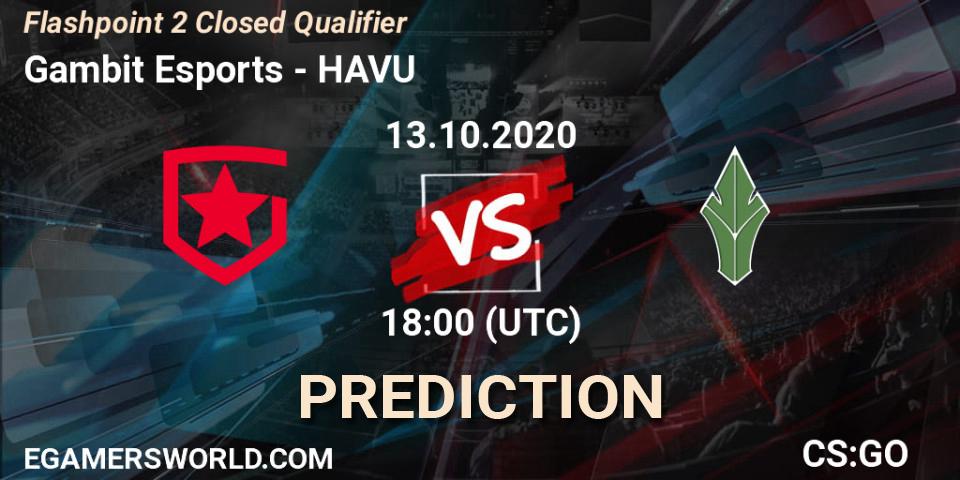 Gambit Esports - HAVU: прогноз. 13.10.2020 at 18:10, Counter-Strike (CS2), Flashpoint 2 Closed Qualifier