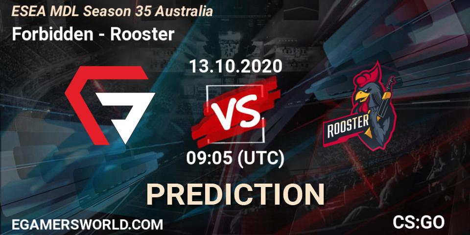 Forbidden - Rooster: прогноз. 13.10.2020 at 09:05, Counter-Strike (CS2), ESEA MDL Season 35 Australia