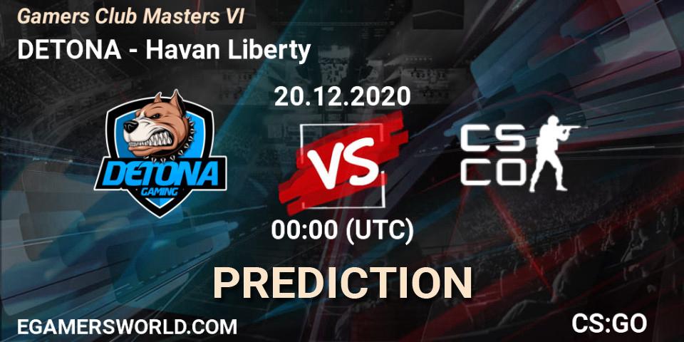 DETONA - Havan Liberty: прогноз. 19.12.2020 at 23:30, Counter-Strike (CS2), Gamers Club Masters VI
