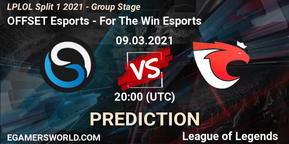 OFFSET Esports - For The Win Esports: прогноз. 09.03.2021 at 20:00, LoL, LPLOL Split 1 2021 - Group Stage