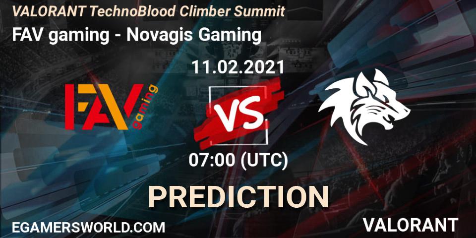 FAV gaming - Novagis Gaming: прогноз. 11.02.2021 at 07:00, VALORANT, VALORANT TechnoBlood Climber Summit