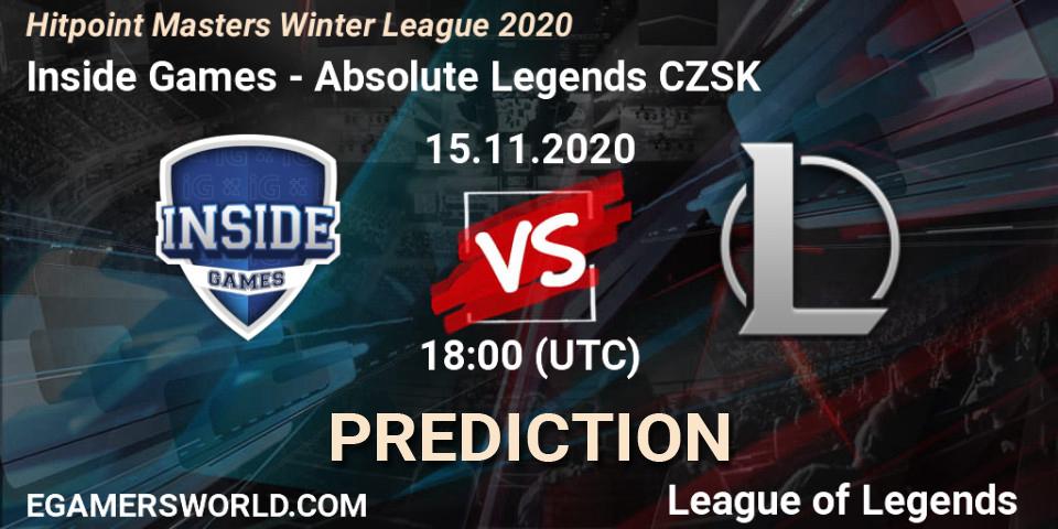 Inside Games - Absolute Legends CZSK: прогноз. 15.11.2020 at 19:00, LoL, Hitpoint Masters Winter League 2020