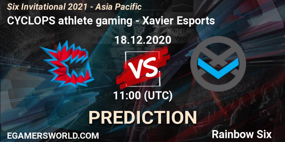 CYCLOPS athlete gaming - Xavier Esports: прогноз. 18.12.2020 at 11:00, Rainbow Six, Six Invitational 2021 - Asia Pacific