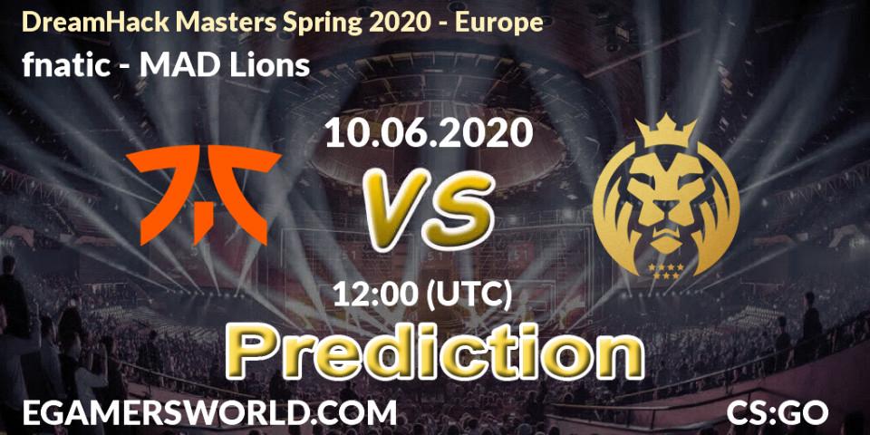 fnatic - MAD Lions: прогноз. 10.06.2020 at 12:00, Counter-Strike (CS2), DreamHack Masters Spring 2020 - Europe