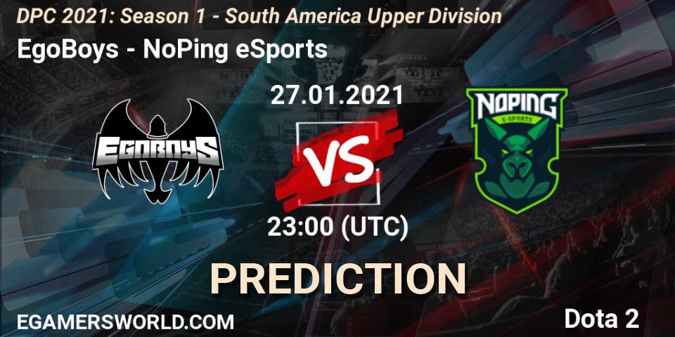 EgoBoys - NoPing eSports: прогноз. 27.01.2021 at 23:05, Dota 2, DPC 2021: Season 1 - South America Upper Division