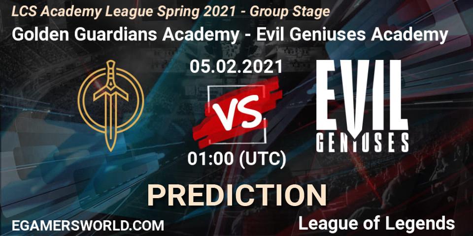 Golden Guardians Academy - Evil Geniuses Academy: прогноз. 05.02.2021 at 01:00, LoL, LCS Academy League Spring 2021 - Group Stage