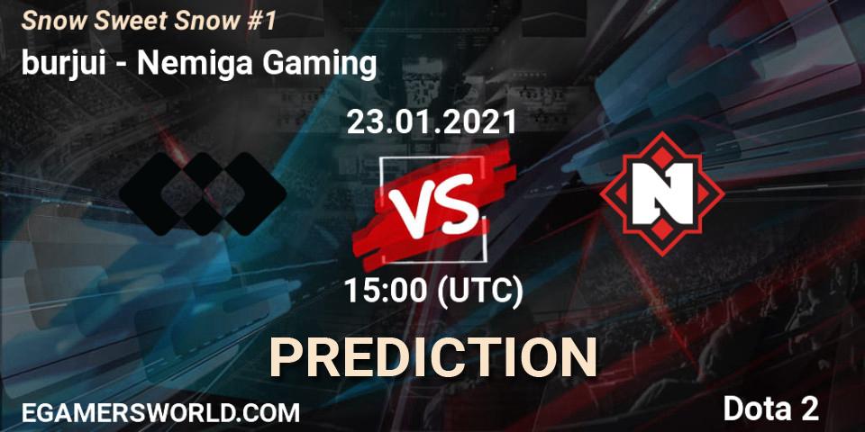burjui - Nemiga Gaming: прогноз. 23.01.2021 at 15:14, Dota 2, Snow Sweet Snow #1
