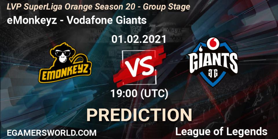 eMonkeyz - Vodafone Giants: прогноз. 01.02.2021 at 19:00, LoL, LVP SuperLiga Orange Season 20 - Group Stage