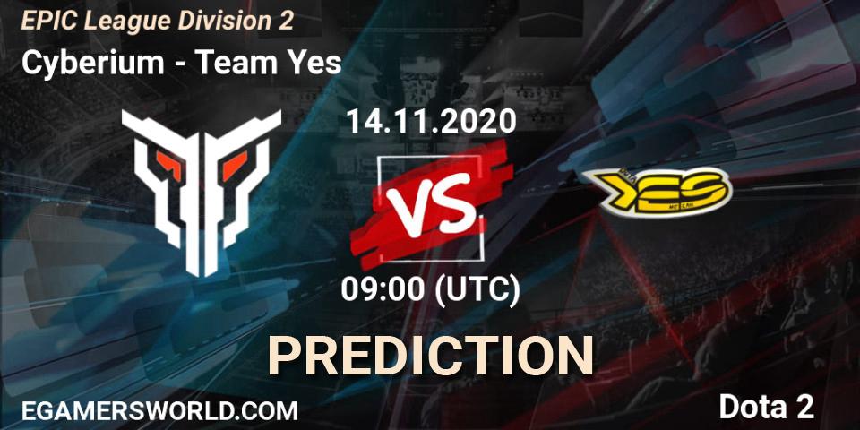 Cyberium - Team Yes: прогноз. 14.11.20, Dota 2, EPIC League Division 2