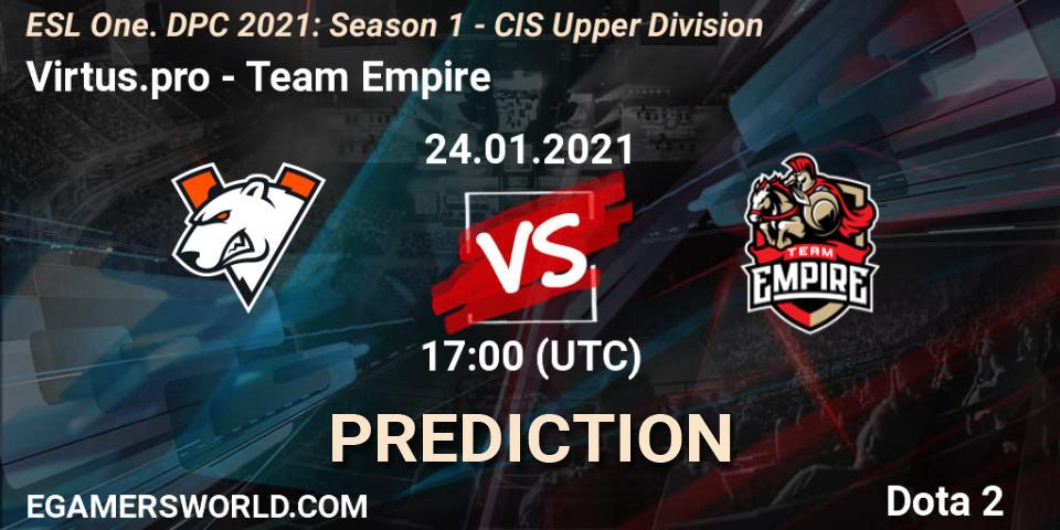 Virtus.pro - Team Empire: прогноз. 24.01.21, Dota 2, ESL One. DPC 2021: Season 1 - CIS Upper Division