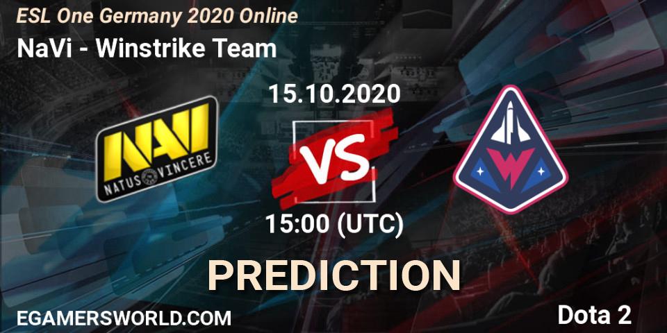 NaVi - Winstrike Team: прогноз. 15.10.2020 at 15:35, Dota 2, ESL One Germany 2020 Online