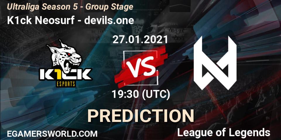 K1ck Neosurf - devils.one: прогноз. 27.01.21, LoL, Ultraliga Season 5 - Group Stage