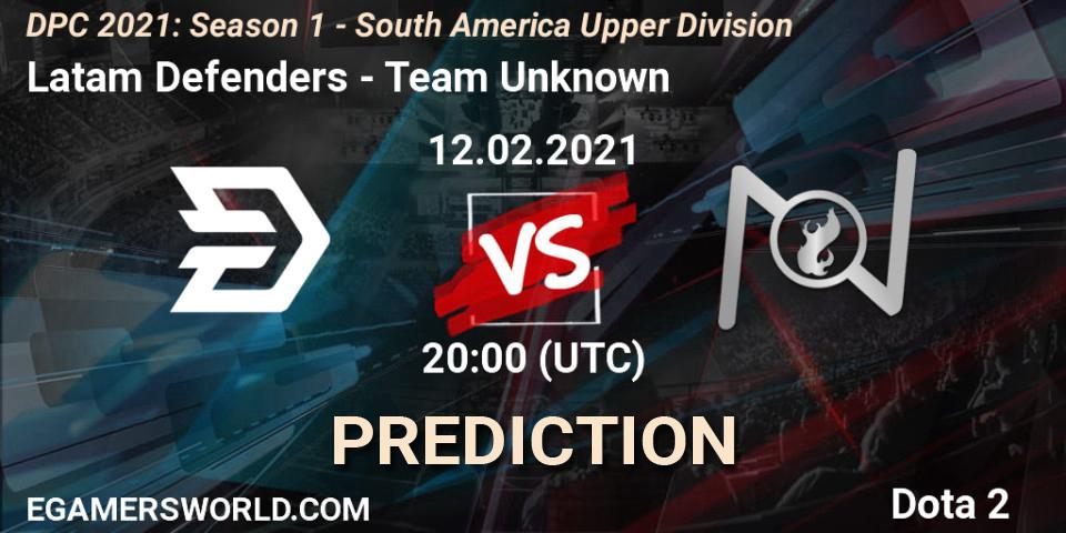 Latam Defenders - Team Unknown: прогноз. 12.02.2021 at 20:00, Dota 2, DPC 2021: Season 1 - South America Upper Division