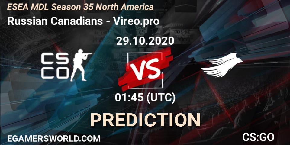 Russian Canadians - Vireo.pro: прогноз. 29.10.2020 at 01:50, Counter-Strike (CS2), ESEA MDL Season 35 North America