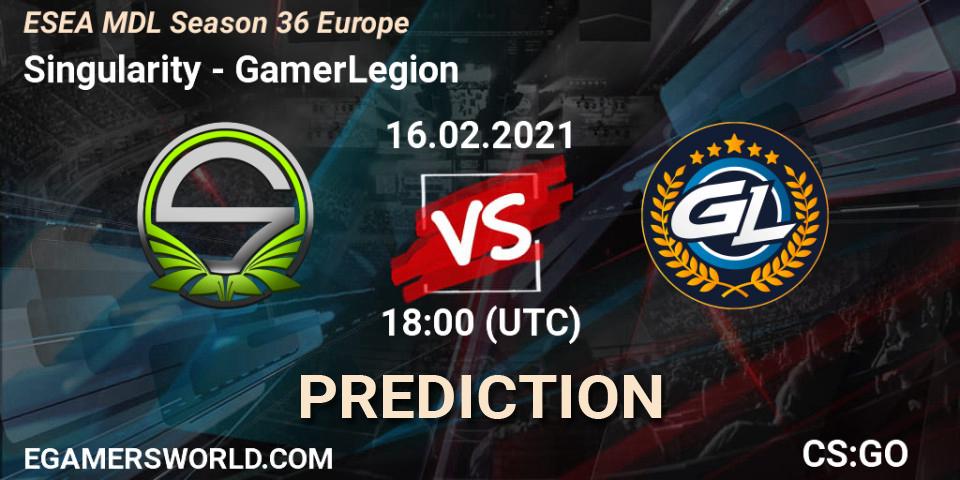 Singularity - GamerLegion: прогноз. 16.02.2021 at 18:10, Counter-Strike (CS2), MDL ESEA Season 36: Europe - Premier division