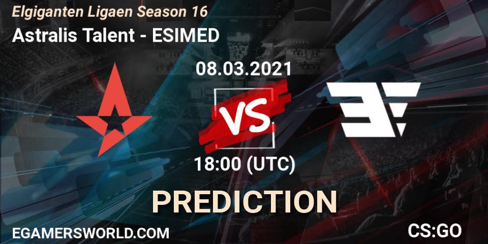 Astralis Talent - ESIMED: прогноз. 08.03.2021 at 18:00, Counter-Strike (CS2), Elgiganten Ligaen Season 16