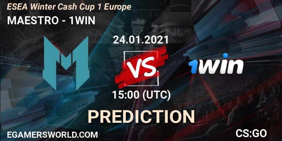MAESTRO - 1WIN: прогноз. 24.01.2021 at 15:00, Counter-Strike (CS2), ESEA Cash Cup - Europe: Winter 2020 #3