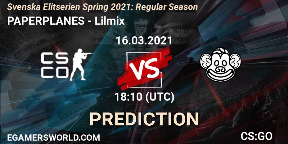 PAPERPLANES - Lilmix: прогноз. 16.03.2021 at 18:10, Counter-Strike (CS2), Svenska Elitserien Spring 2021: Regular Season