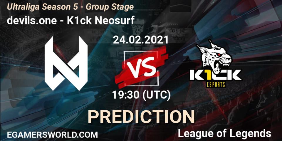 devils.one - K1ck Neosurf: прогноз. 24.02.2021 at 19:30, LoL, Ultraliga Season 5 - Group Stage