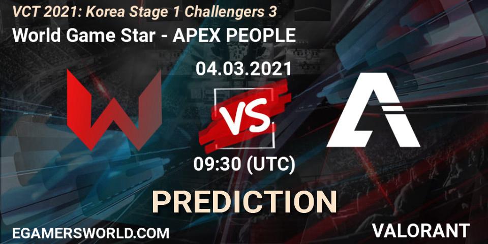 World Game Star - APEX PEOPLE: прогноз. 04.03.2021 at 09:30, VALORANT, VCT 2021: Korea Stage 1 Challengers 3